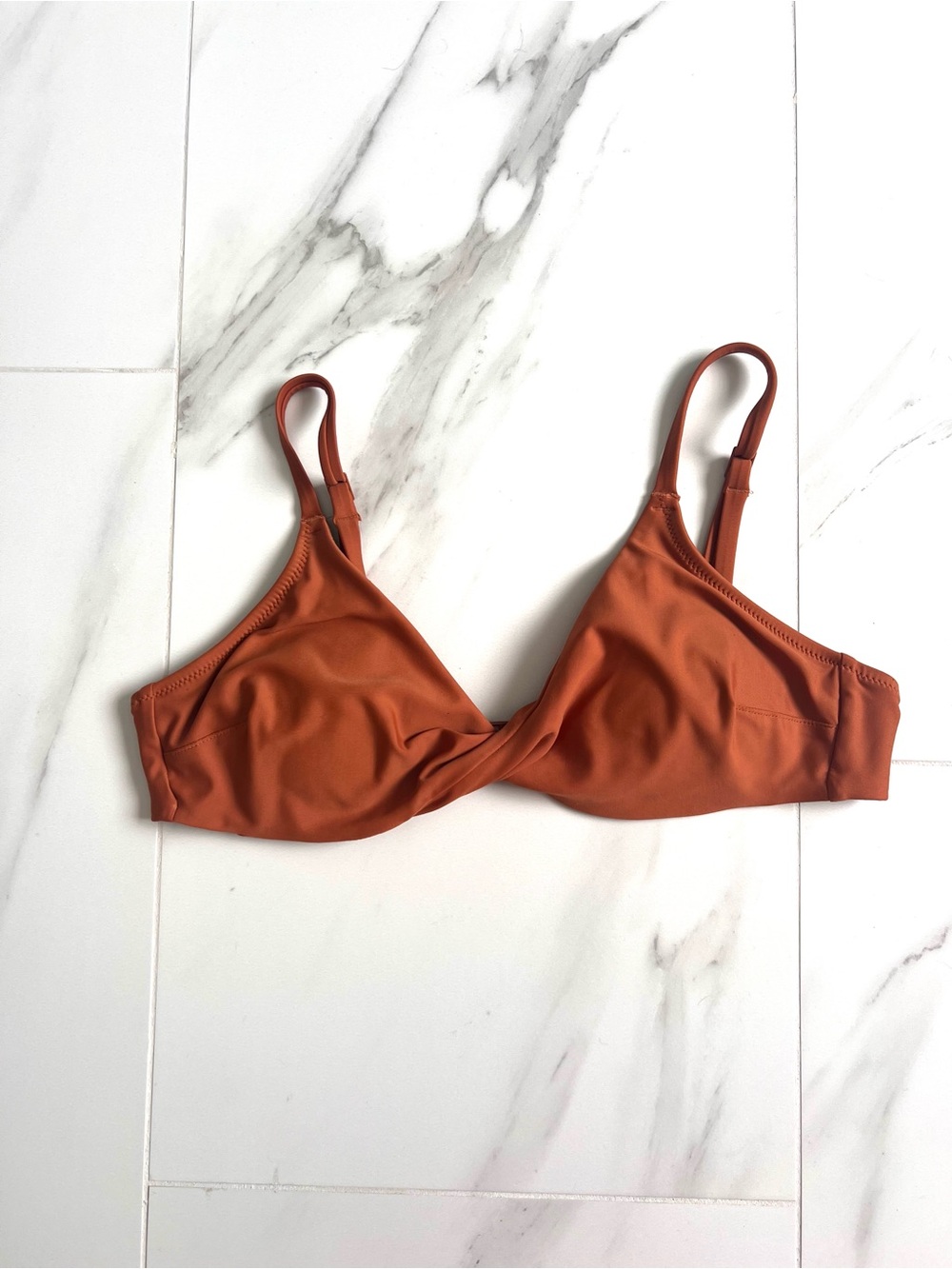 Aerie Twist-Front Bikini Top in Rust